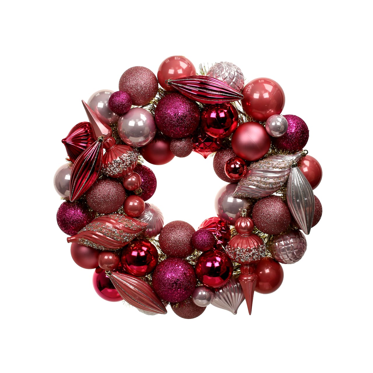 20" Pink Holly Jolly Ornament Wreath by Ashland®